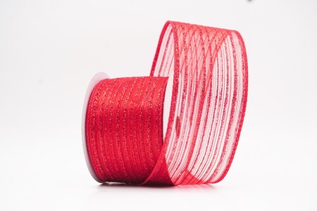 Red Metallic Sheer Fine Pinstripe Ribbon_KW0456GC-7-7